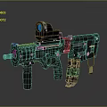 Tactical Military Assault Rifle with Blue Lens Scope and Detailed Mechanical Design for Combat Use