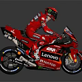 Professional Red Racing Motorcycle With Rider In Red Suit And Lenovo GIVI Logos