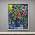 Vibrant Flower Painting With Colorful Bouquet In Glass Vase And Window Background