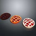 Three Assorted Delicious Pies With Lattice Crust In Different Colors