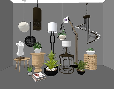 Modern lamp combination lamp chandelier table lamp floor lamp coffee table combination 3d model