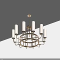 Modern Golden Chandelier With Circular Metal Frame And White Glass Shades