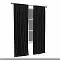 Gray Heavy Duty Curtains Hanging By White Window With Simple Design 3d model