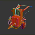 Red Industrial Portable Machine With Wheels Handle And Operating Components 3d model