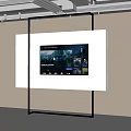 Modern Minimalist TV Wall Design With White Screen And Black Frame Structure 3d model