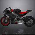 Black and Red Sport Motorcycle With Sleek Design Alloy Wheels And Exhaust Pipes