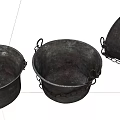 Vintage Industrial Equipment Metal Buckets With Chains And Strong Metal Construction