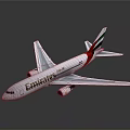 Detailed Emirates Airplane Model With White Body And Colored Tail Design