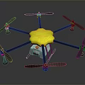 Six Rotor Drone Design With Yellow Top Black Frame And White Component
