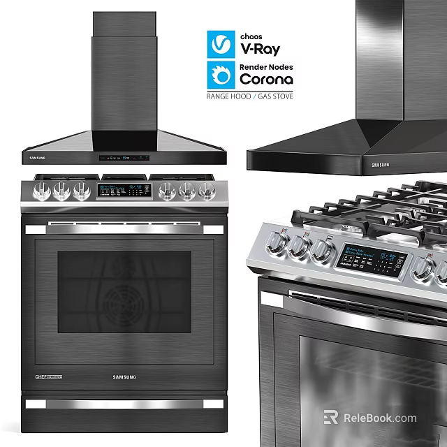Corona Hardrock Series Stainless Steel Gas Stove Oven Cooktop For Modern Kitchen 3d model 