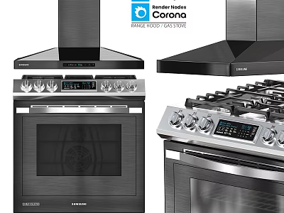 Corona Hardrock Series Stainless Steel Gas Stove Oven Cooktop For Modern Kitchen 3d model