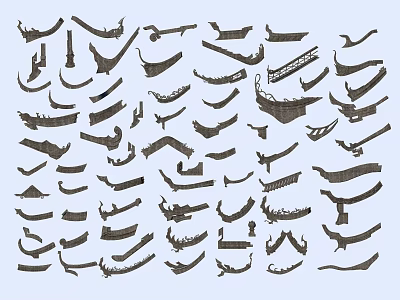 Various Decorative Architectural Components With Different Shapes And Design Elements 3d model