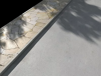 Natural Stone Paved Roadside With Smooth Gray Surface And Shadow Patterns 3d model