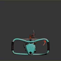 Vintage Turquoise Chainsaw With Black Handles And Red Classic Design Components