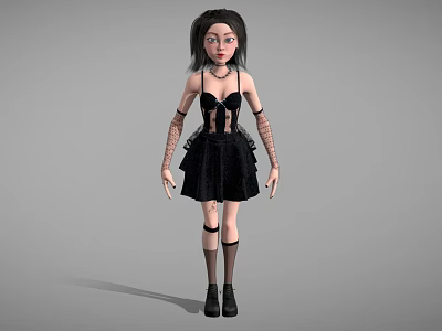 Modern Game Character Cartoon Lady 3d model