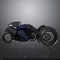 Futuristic Metallic Motorcycle With Sleek Design Blue Accents And Reflective Surface