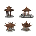 Traditional Chinese Pavilions With Various Designs And Wooden Structures Tile Roofs And Decorative Details