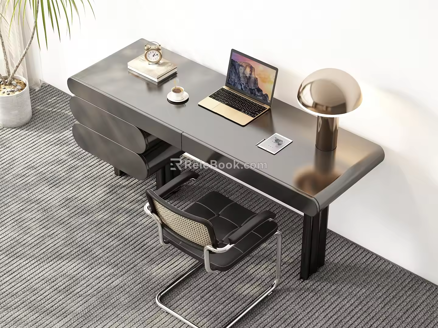 Modern desk chair computer desk 3d model
