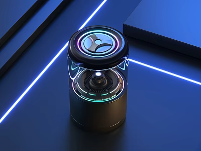 Modern Electronic Appliance With Illuminated Circular Top Colorful Lighting And Sleek Design 3d model