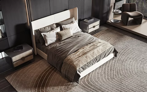 Modern style commodity bed 3d model