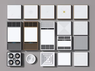 Different Types of Ceiling Mounted Modules Including Lighting Ventilation And Fan Units 3d model