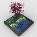 Lego toy scene pool cherry tree grass pool 3d model