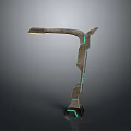 Modern Minimalist Floor Lamp Furniture with Green Line Accents Metallic Finish and Geometric Shape