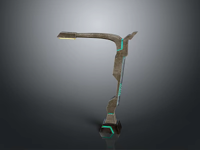 Modern Minimalist Floor Lamp Furniture with Green Line Accents Metallic Finish and Geometric Shape 3d model