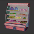 Refrigerated Display Showcase Shelf with Multiple Shelves for Fruits Pastries Desserts in Retail Store