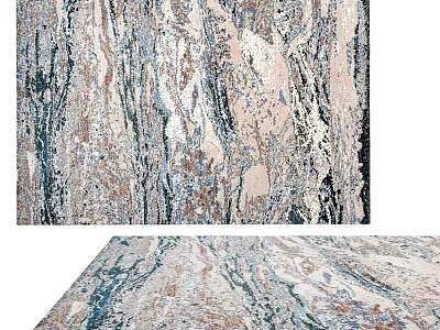 Modern Square Carpet With Abstract Natural Texture And Blue Beige Gray Tones 3d model