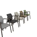 Modern Minimalist Single Chair With Gray Fabric Seat Backrest And Wooden Armrests