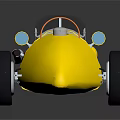 Yellow Vintage Racing Car With Open Cockpit Black Tires And White Wheels