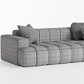 Brown and White Sectional Sofa with Modular Design and Decorative Pillows for Living Room