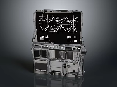 Technical Electronic Device With Screen Displaying Waveform Graphs And Control Panel 3d model