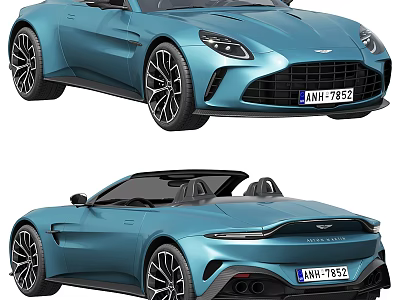 Aston Martin Convertible And Coupe Sports Car In Turquoise Blue 3d model