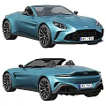 Aston Martin Convertible And Coupe Sports Car In Turquoise Blue