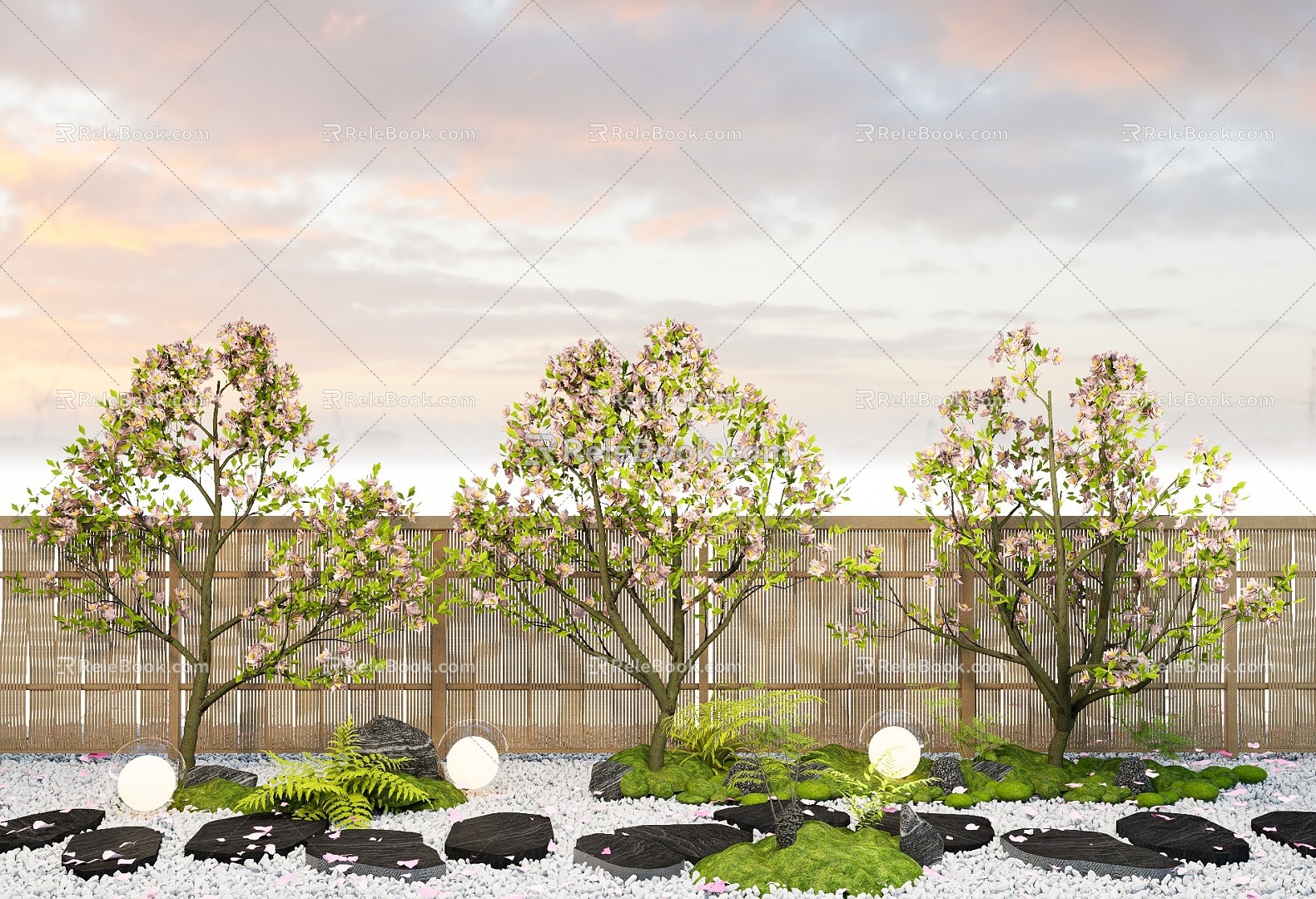 arbor cherry tree pink flower tree peach blossom plum blossom tree garden plant 3d model