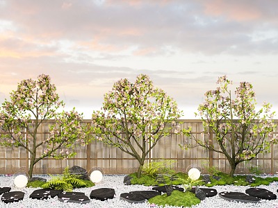 arbor cherry tree pink flower tree peach blossom plum blossom tree garden plant 3d model