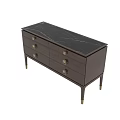 Dark Brown Decorative Sideboard With Multiple Drawers And Gold Accent Legs 3d model