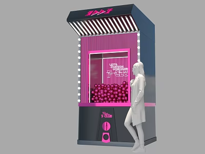 Pink And Black Claw Machine With Illuminated Design And Pink Balls For Entertainment 3d model