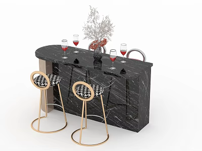 Modern Bar Chair Combination 3d model