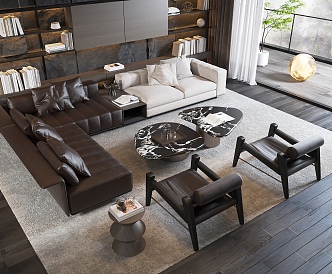 Minotti Sofa Coffee Table Combination Corner Sofa Leisure Chair Coffee Table Sofa Coffee Table Combination 3d model