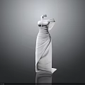 White One Shoulder Dress With Slit Displayed On Mannequin Against Black Background