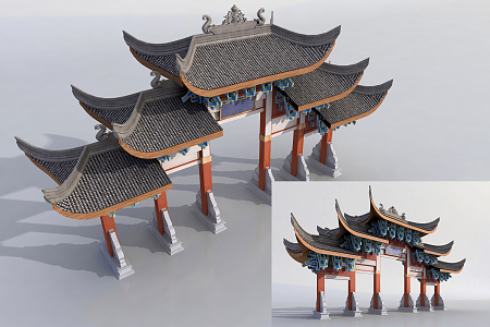 Chinese archway 3d model