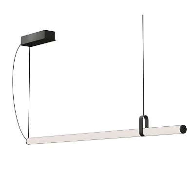 Modern Long Strip Pendant Light With Black Accent And White Body Design 3d model