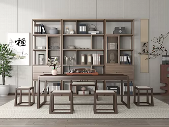 New Chinese Tea Table and Chair 3d model