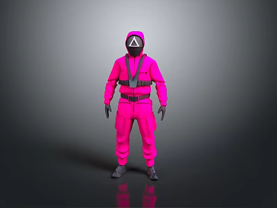 Pink Jumpsuit Game Movie Character With Triangle Symbol And Black Harness 3d model