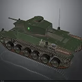 Green Military Tank With Tracks Turret Antenna And Detailed 3D Model Design