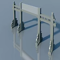 Traditional Chinese Stone Swing Door With Carved Pillars And Decorative Frame