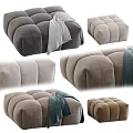 Plush Velvet Tufted Ottoman With Soft Blanket In Neutral Hues For Living Room Decor